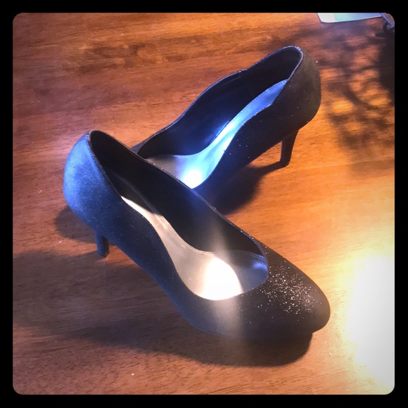 Fioni Black Gold Glitter 4 Inch Heels - Picture 1 of 3